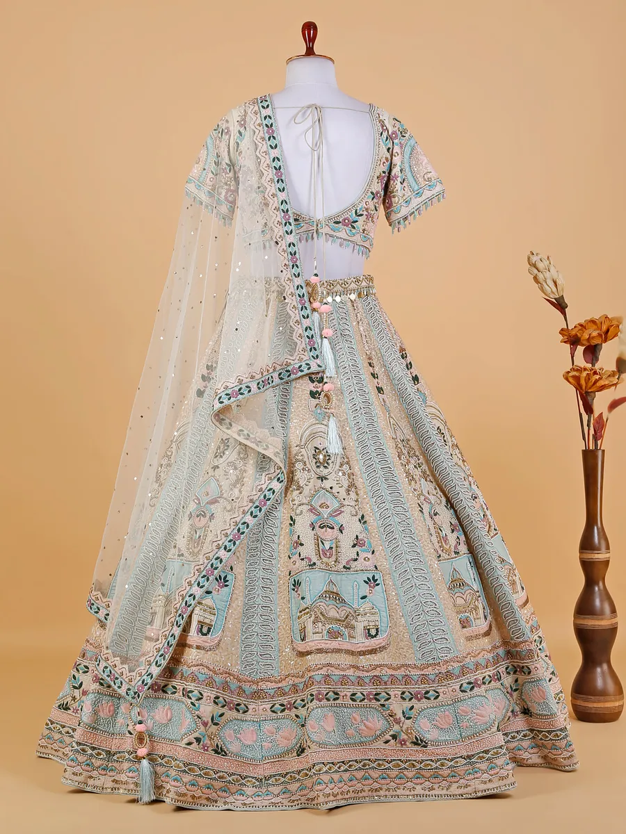 Elegant cream raw silk bridal lehenga choli