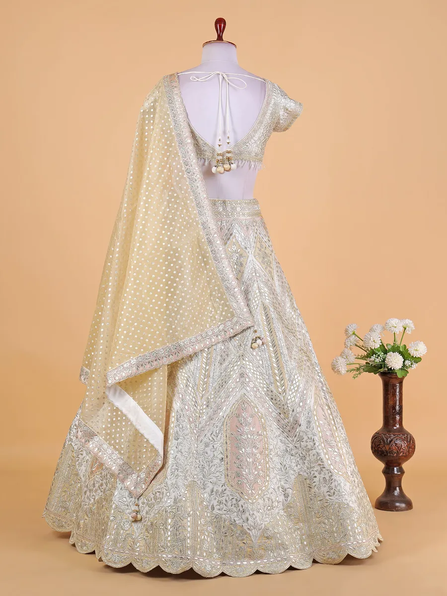 Elegant cream raw silk lehenga choli