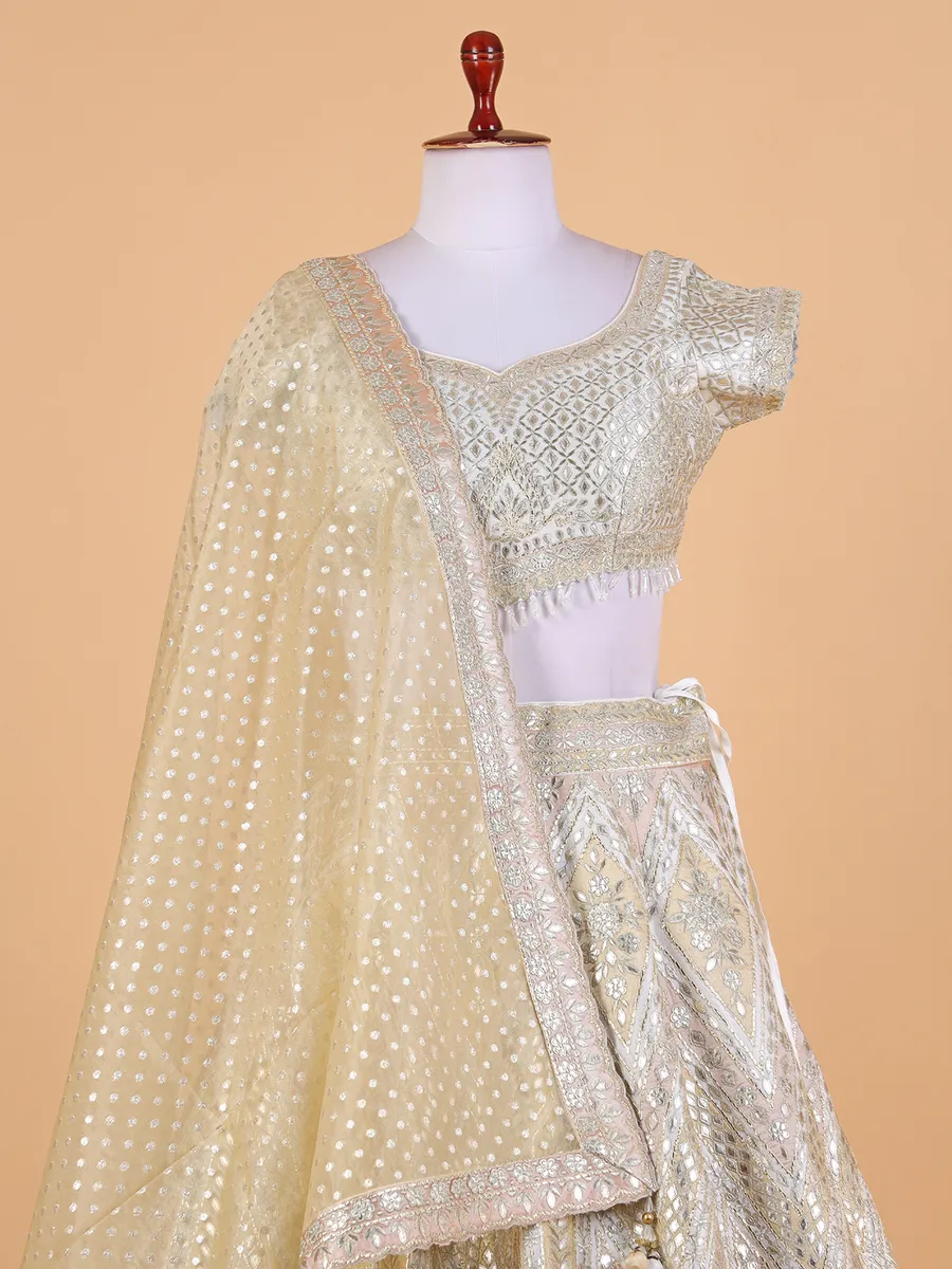 Elegant cream raw silk lehenga choli