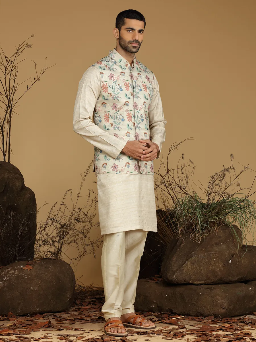 Elegant cream silk wedding waistcoat set