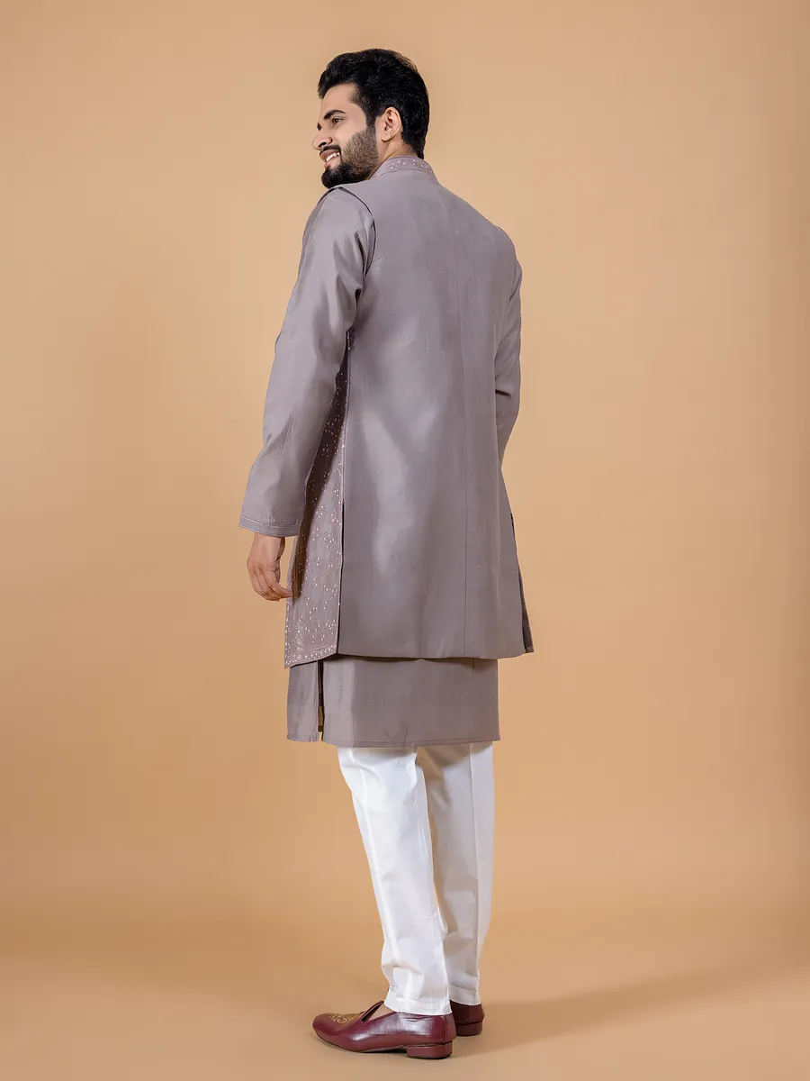 Elegant dark grey silk waistcoat set