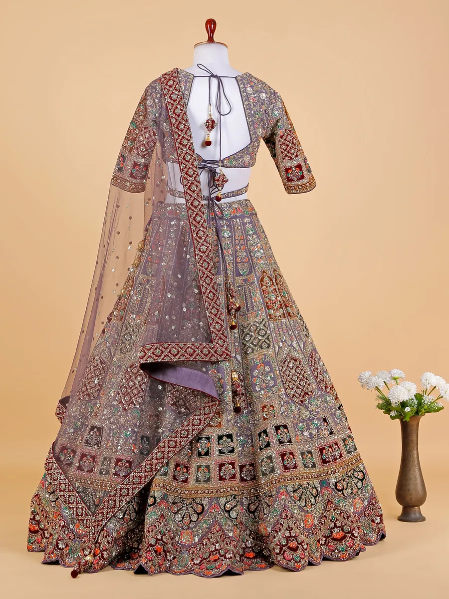 Elegant grey raw silk lehenga choli