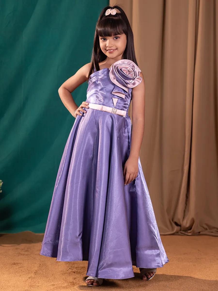 Elegant light purple satin frock for girl