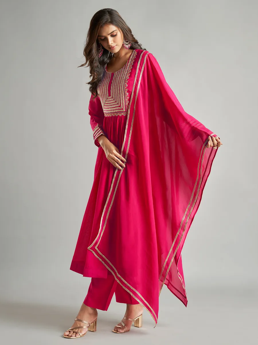 Elegant magenta chiffon salwar suit