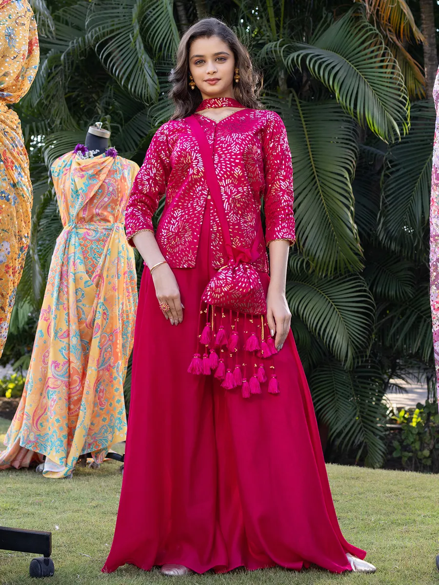 Elegant magenta silk palazzo set