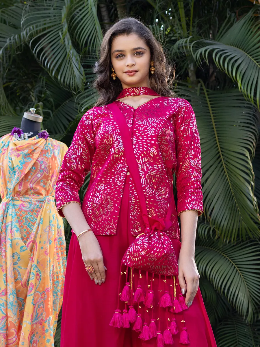 Elegant magenta silk palazzo set