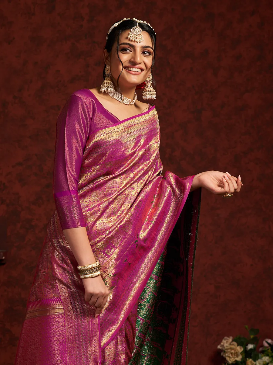 Elegant magenta silk saree for wedding