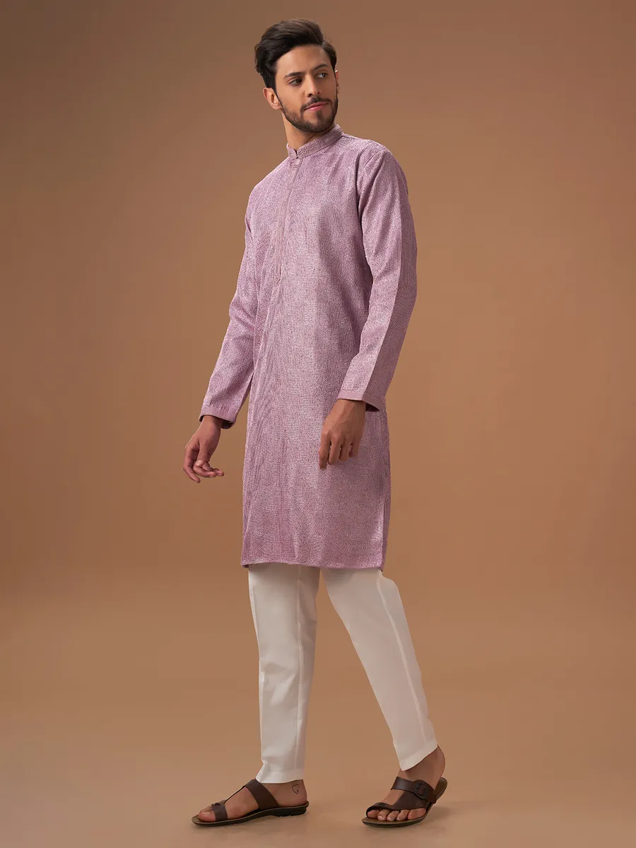 Elegant mauve pink silk kurta suit