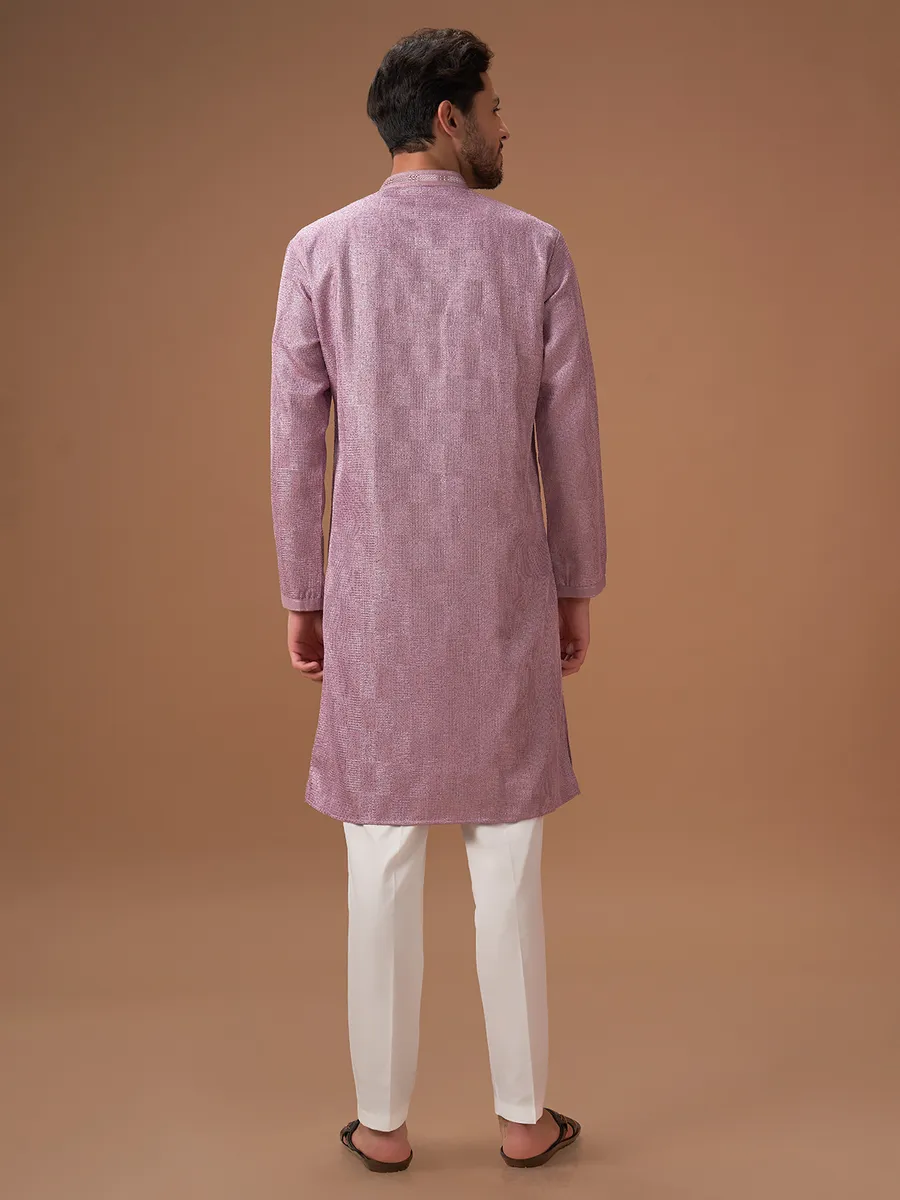 Elegant mauve pink silk  Men Kurta pajama