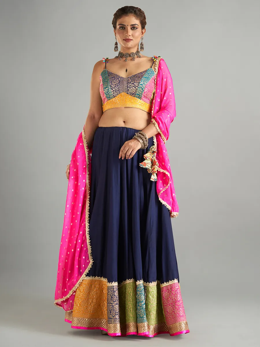 Elegant navy cotton chaniya choli