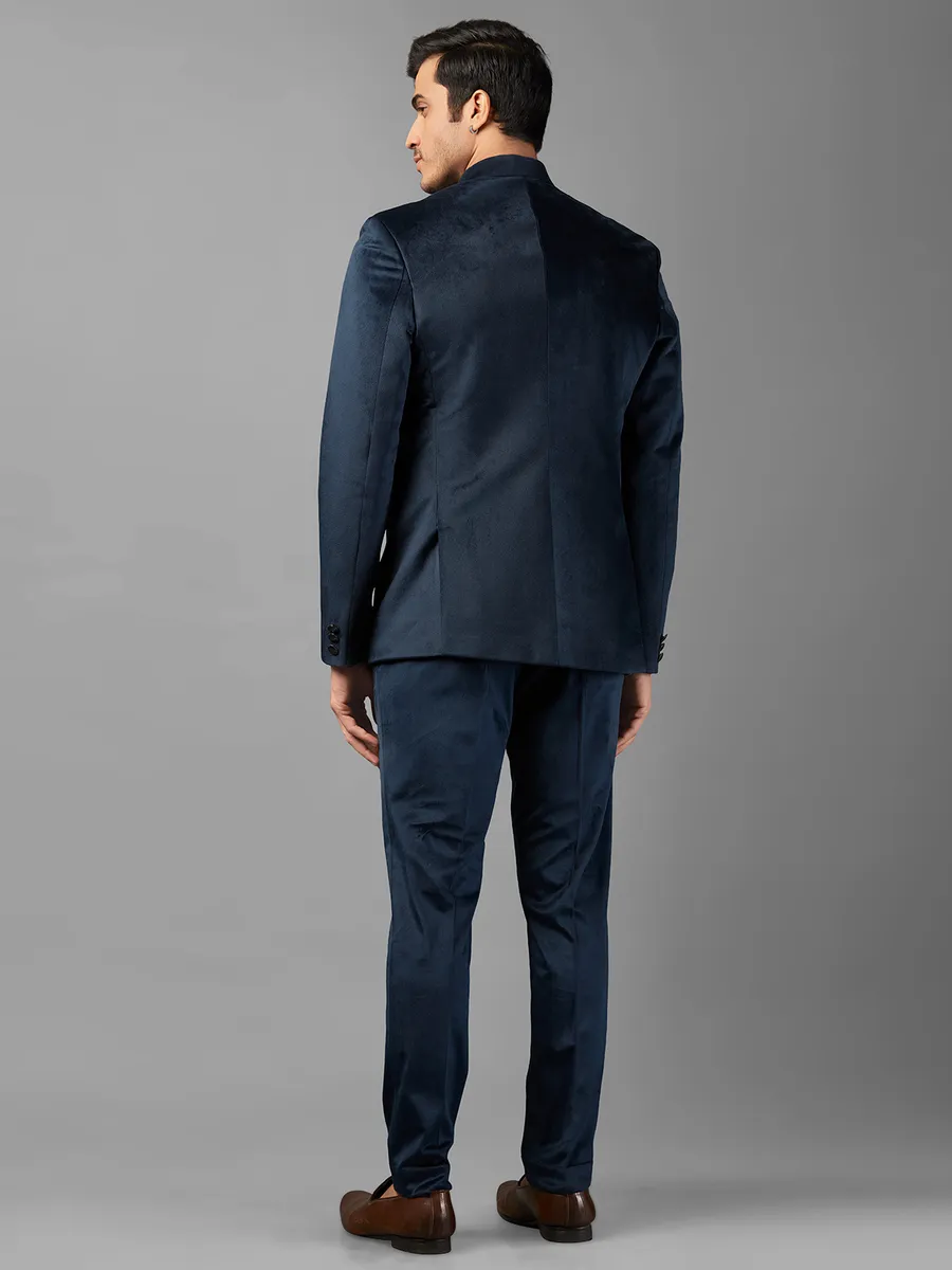 Elegant navy suede jodhpuri suit