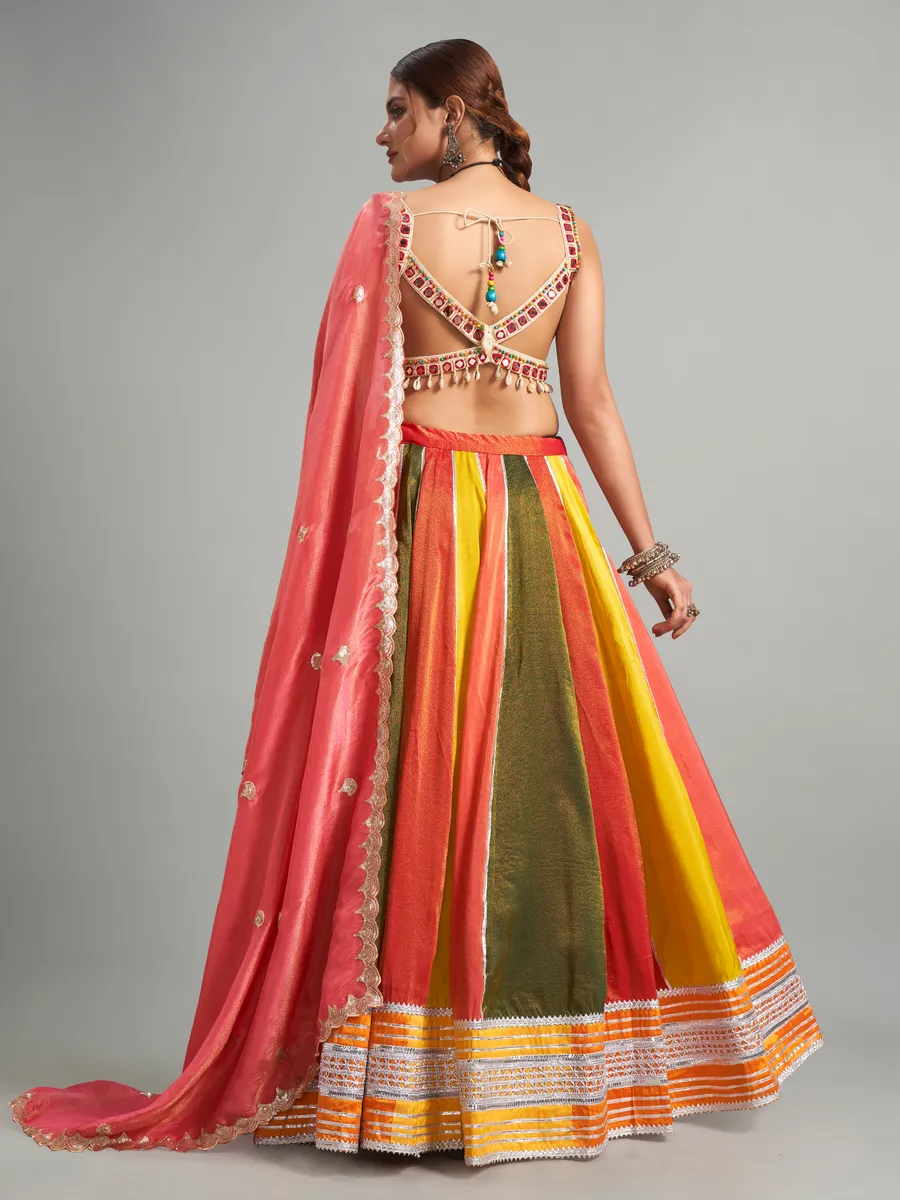 Elegant peach cotton silk chaniya choli