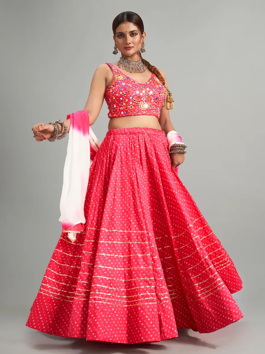 Elegant pink cotton silk chaniya choli