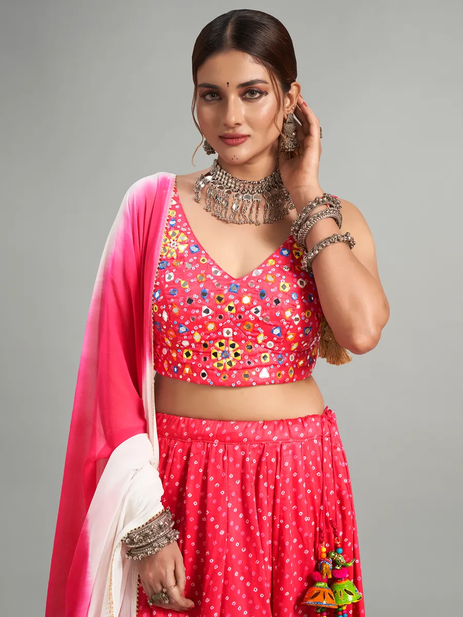 Elegant pink cotton silk chaniya choli