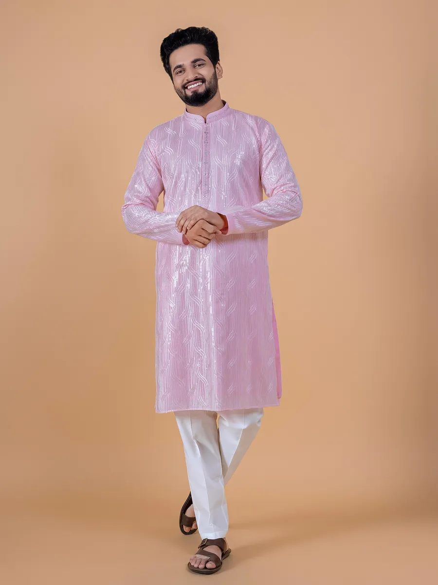 Elegant pink georgette  Men Kurta pajama