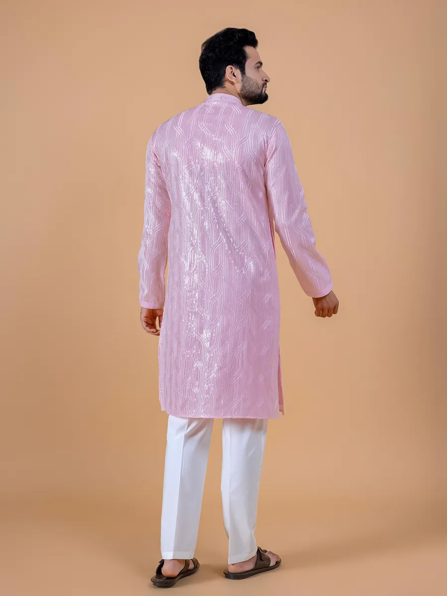 Elegant pink georgette  Men Kurta pajama