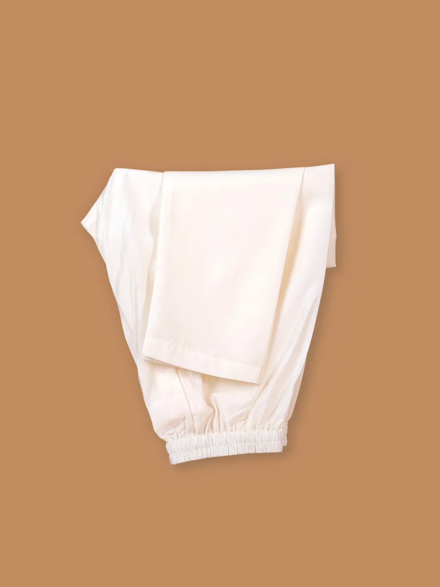 Elegant plain white cotton silk kurta suit suit for men