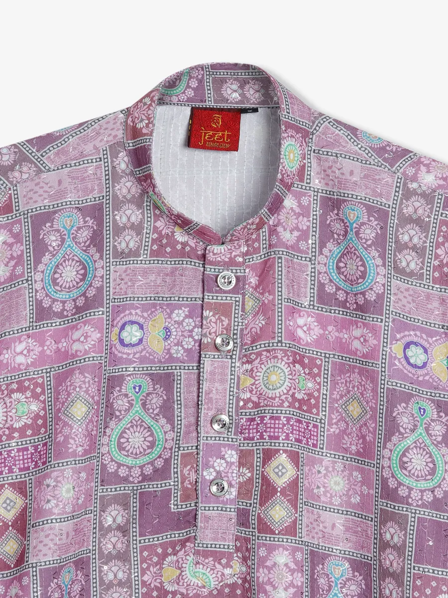 Elegant purple cotton printed kurta suit