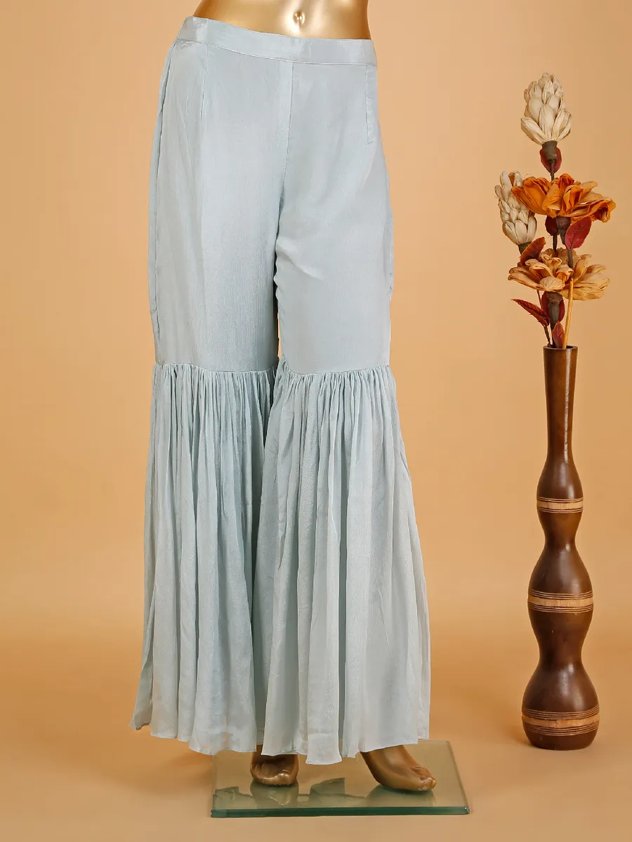 Elegant silk light blue sharara suit