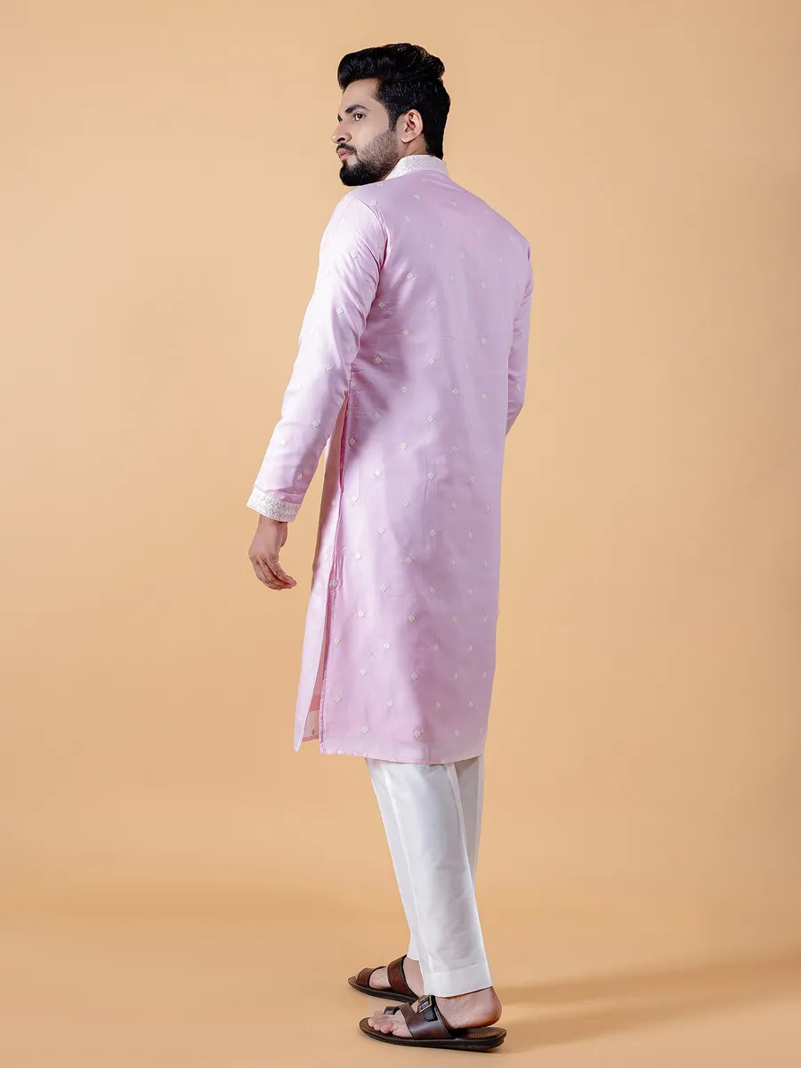 Elegant silk pink kurta suit