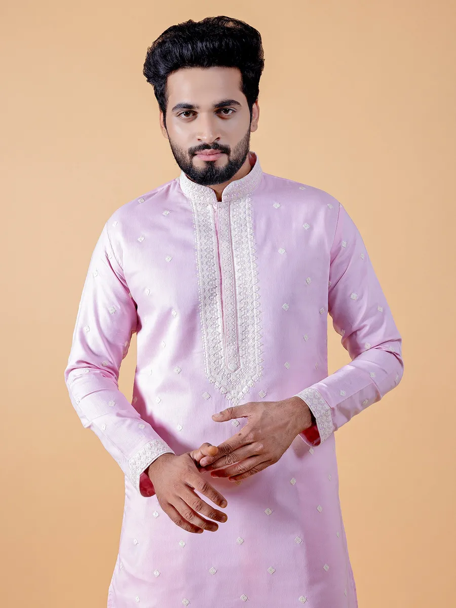 Elegant silk pink kurta suit