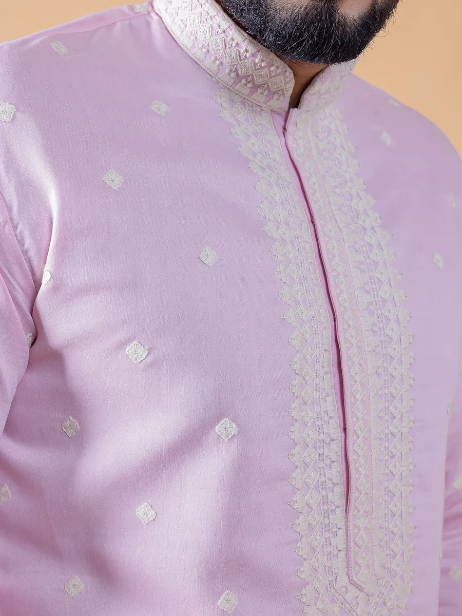 Elegant silk pink kurta suit