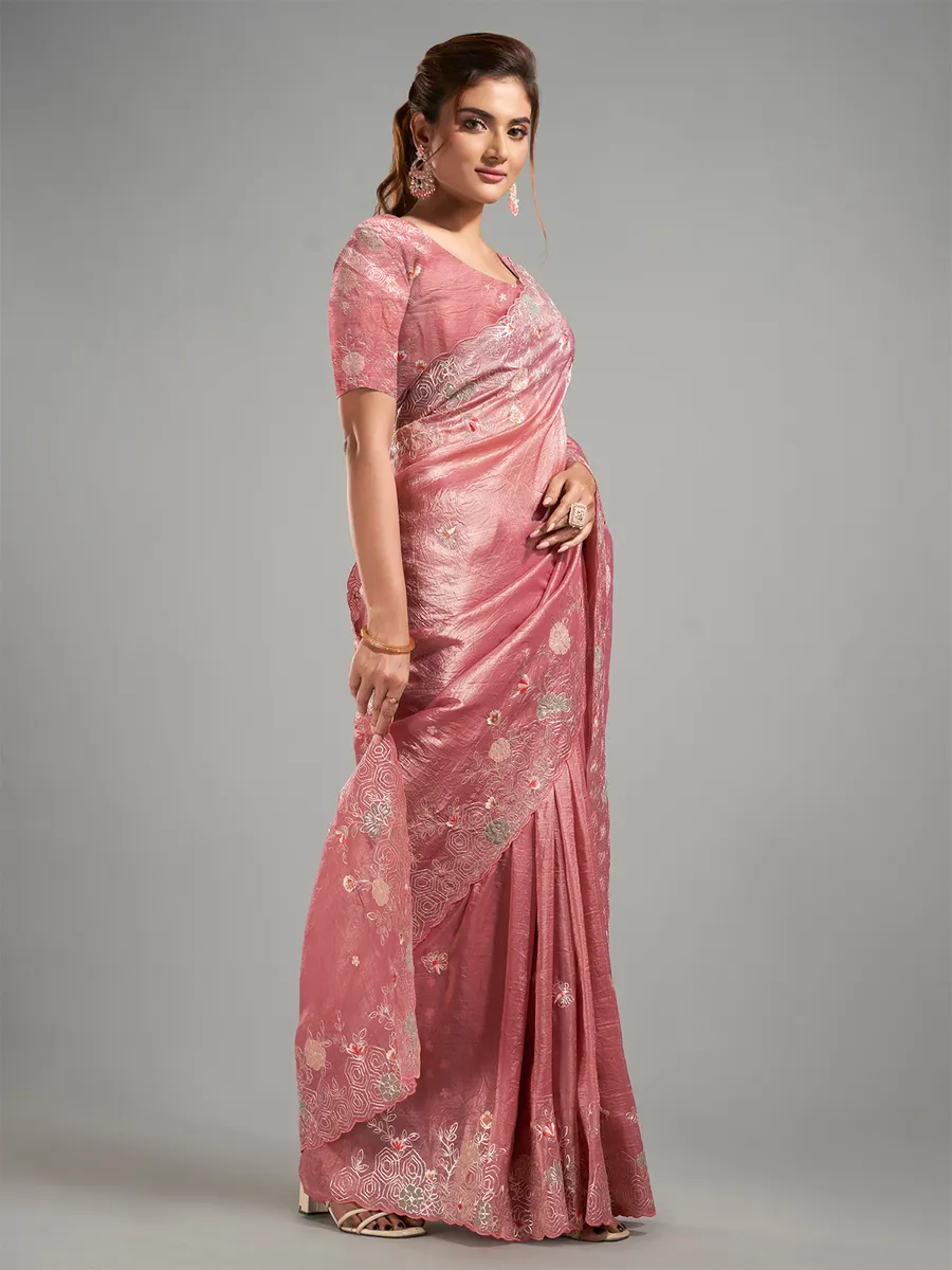 Elegant tissue silk Onion pink saree