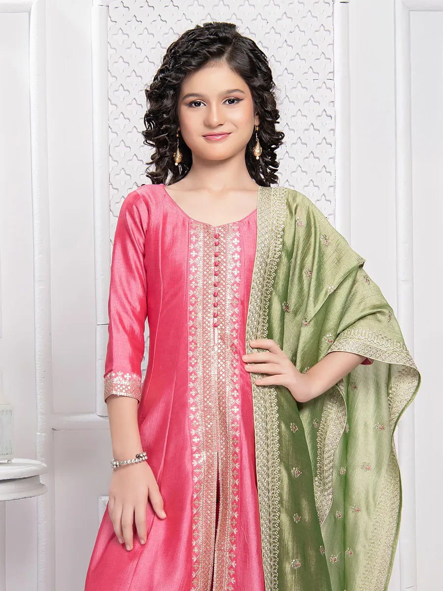 Ethnic bubblegum pink silk salwar suit