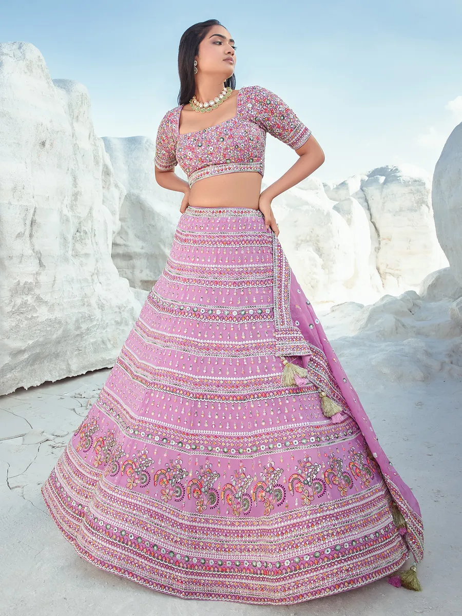 Fabulous pink georgette lehenga choli