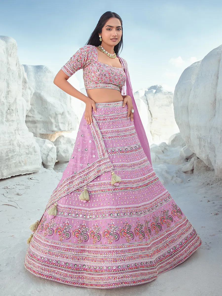 Fabulous pink georgette lehenga choli