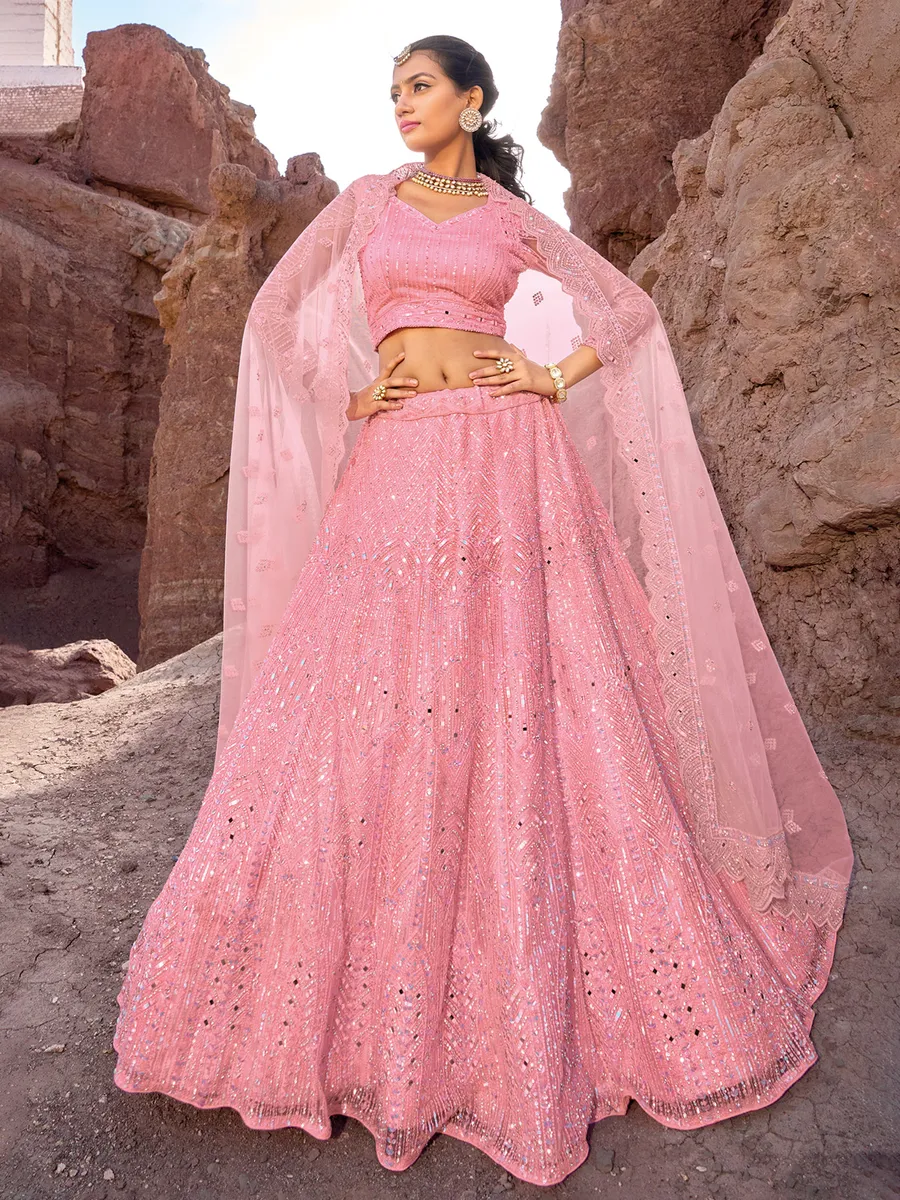 Fabulous pink net lehenga choli