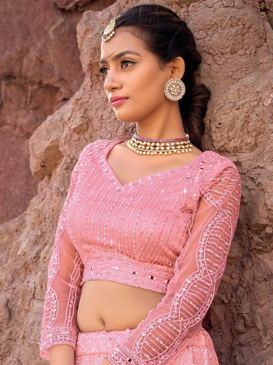 Fabulous pink net lehenga choli