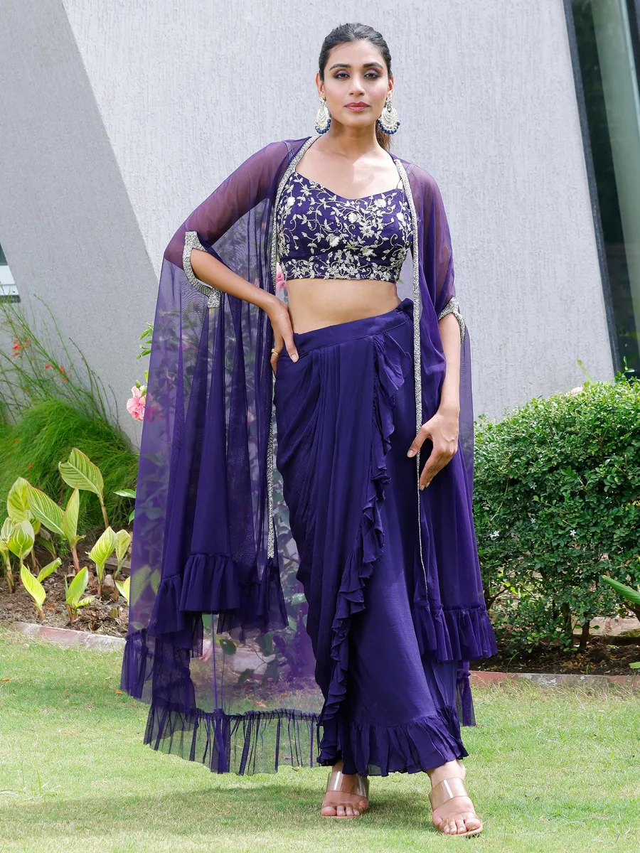 Fabulous purple georgette designer suit