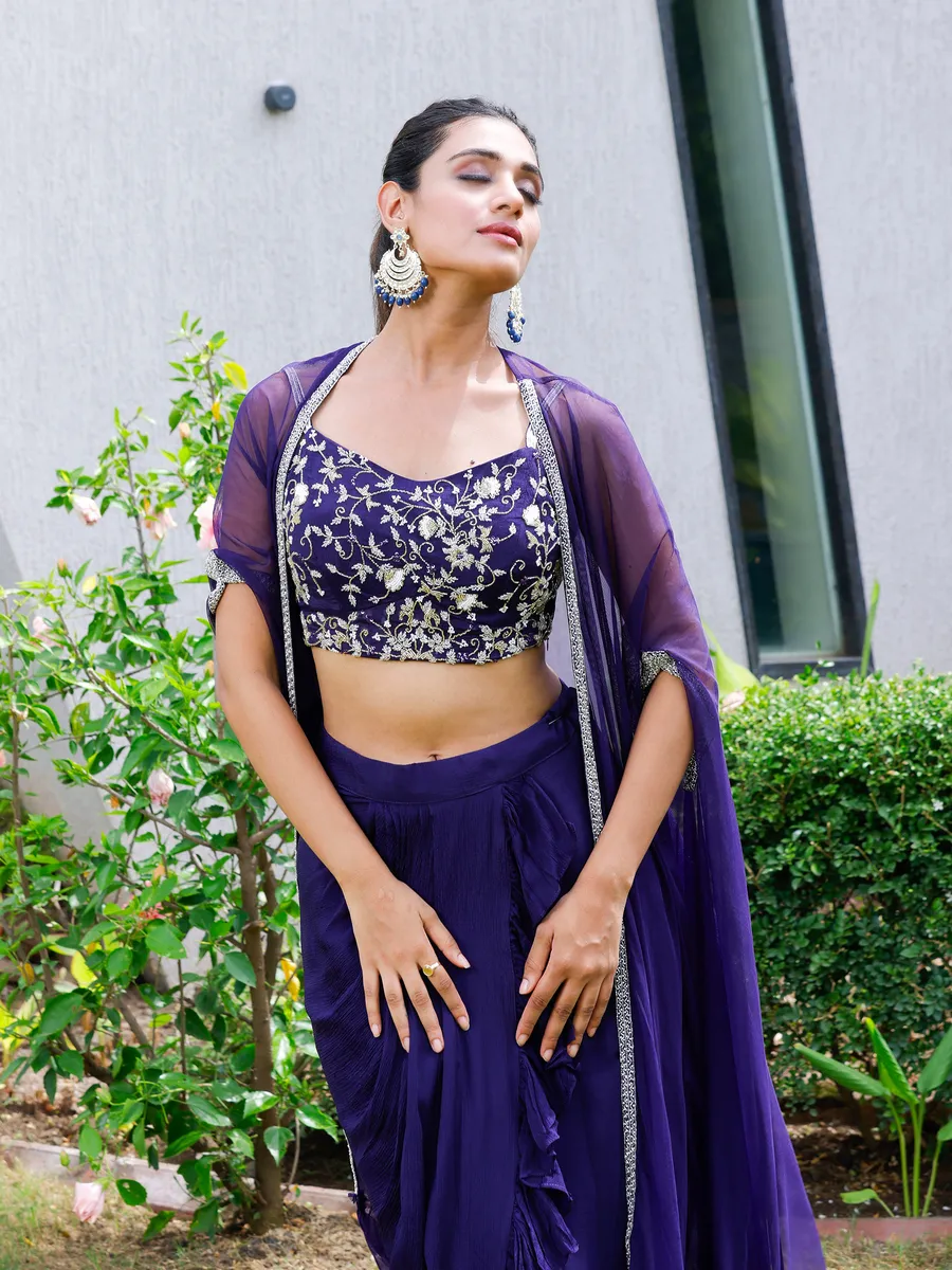 Fabulous purple georgette designer suit