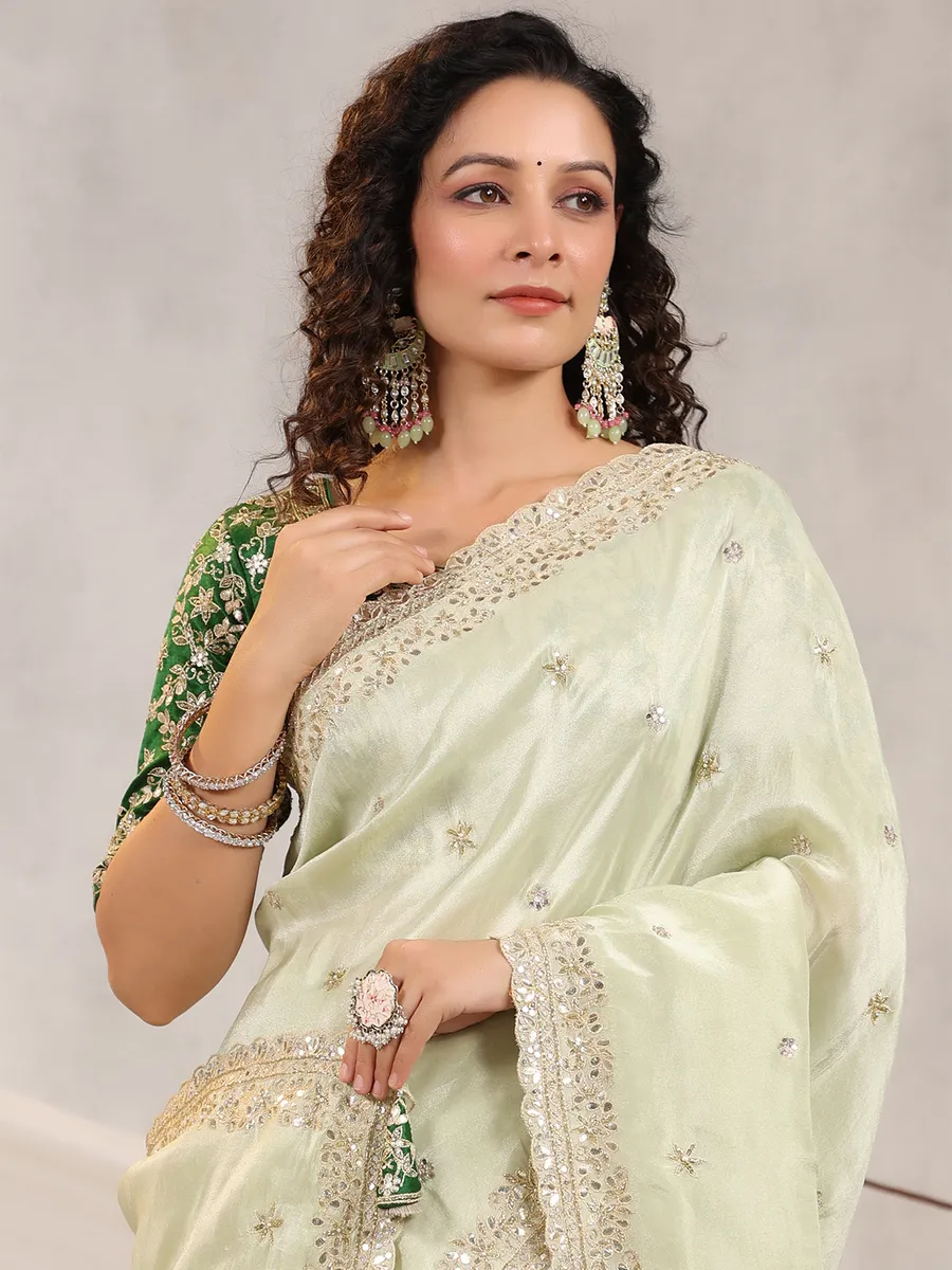 Fabulous silk pista green saree