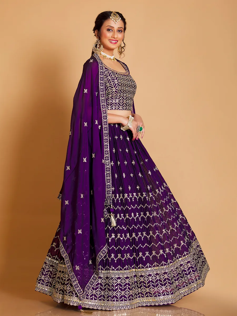 Fantastic dark purple georgette lehenga choli