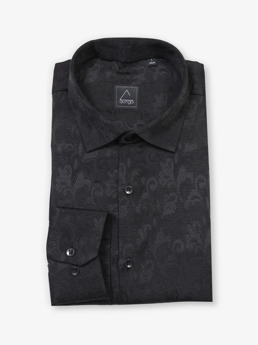 Fascinating black shirt in textured cotton