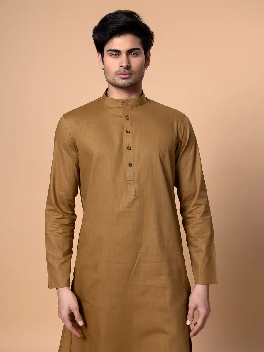 Festive wear khaki kurta suit