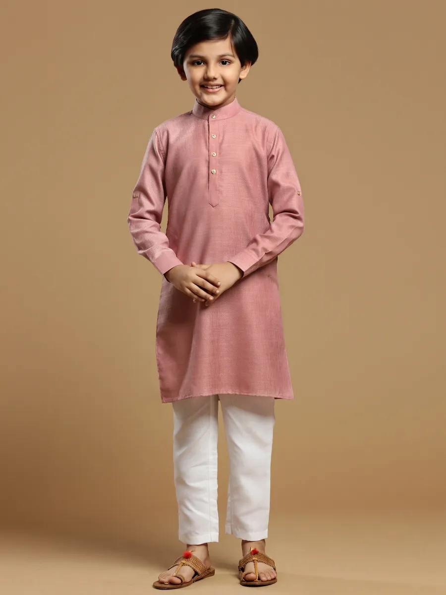 Festive wear pink boys cotton kurta suit