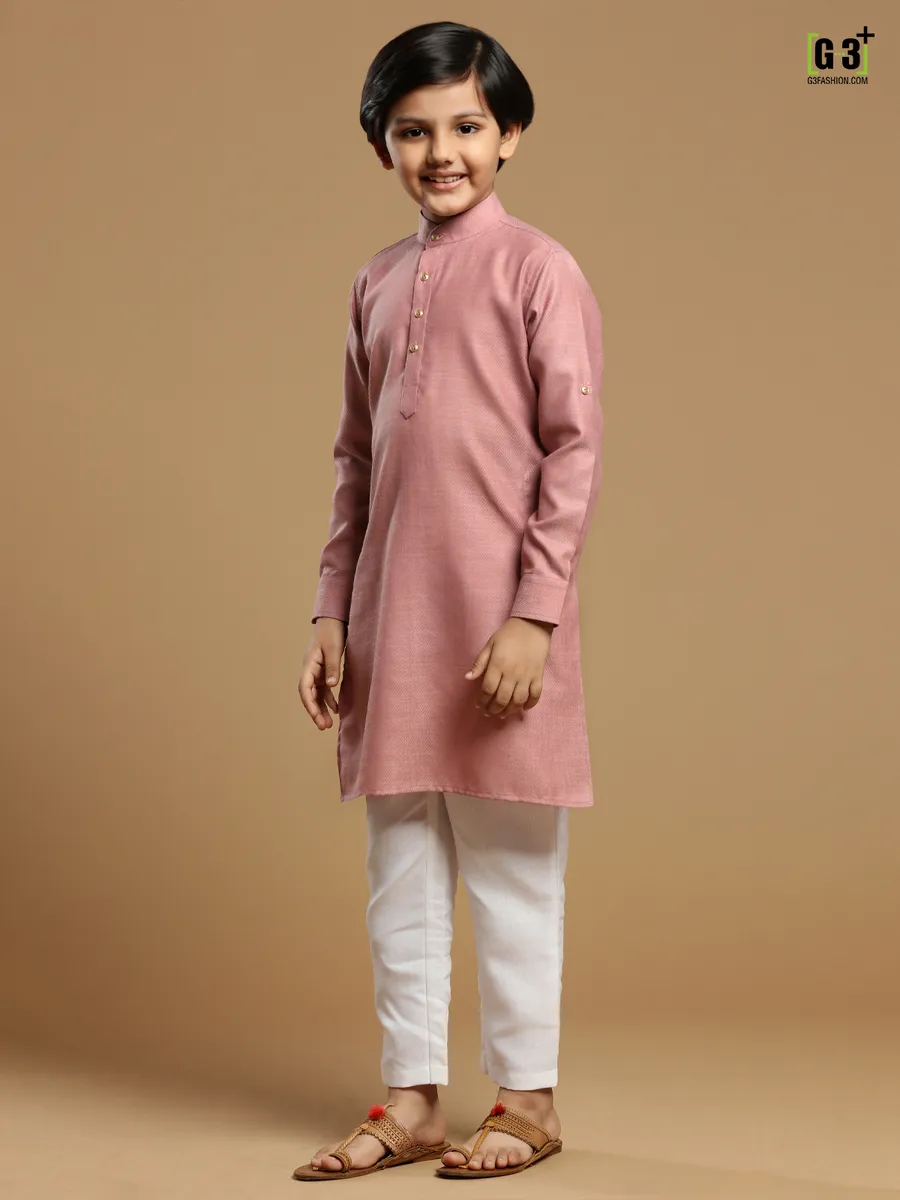 Festive wear pink boys cotton kurta suit