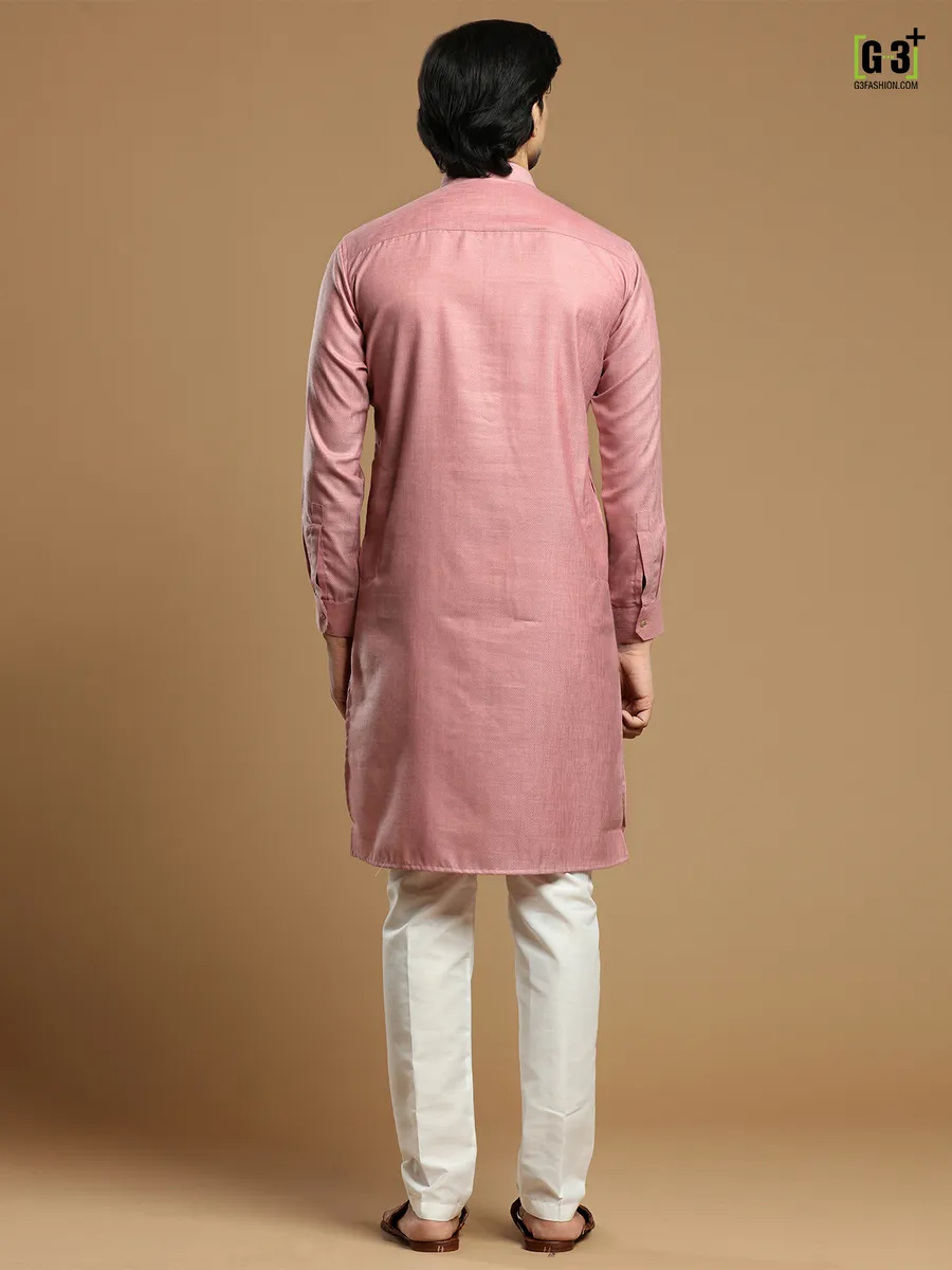 Festive wear pink men cotton kurta suit