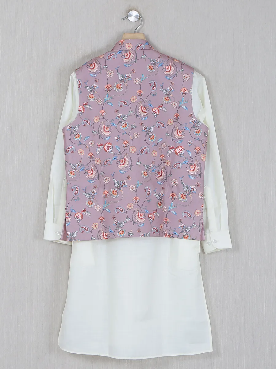 Festive wear printed pink cotton waistcoat set