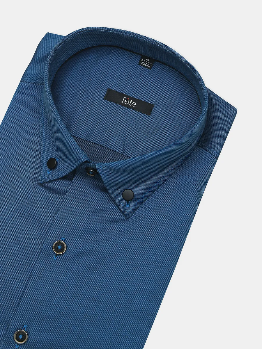 Fete blue formal wear shirt for men in slim-fit style