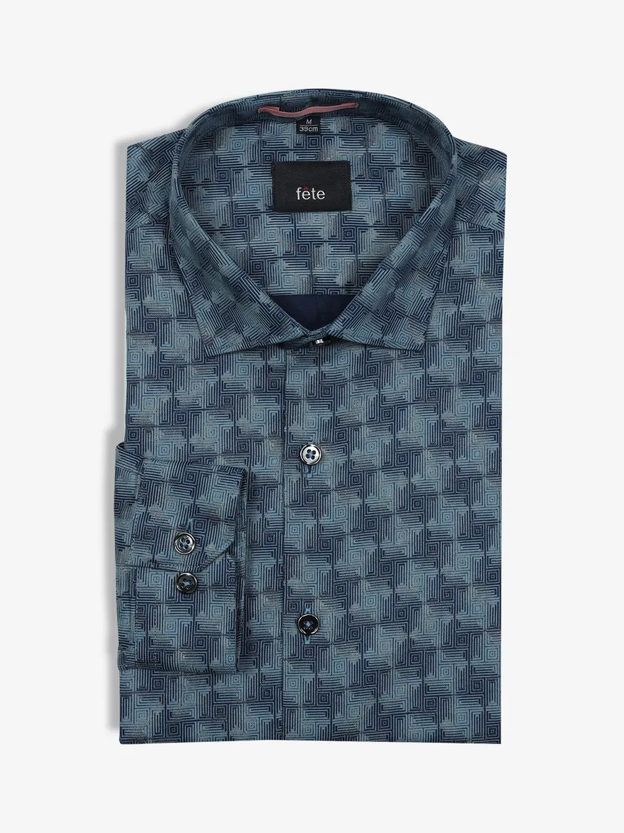 FETE navy cotton texture shirt