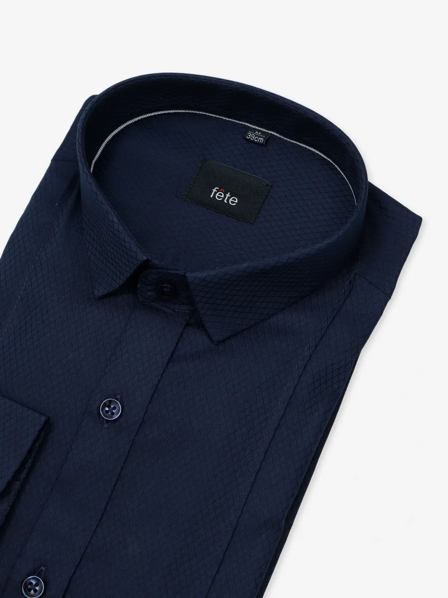 Fete navy textured cotton shirt