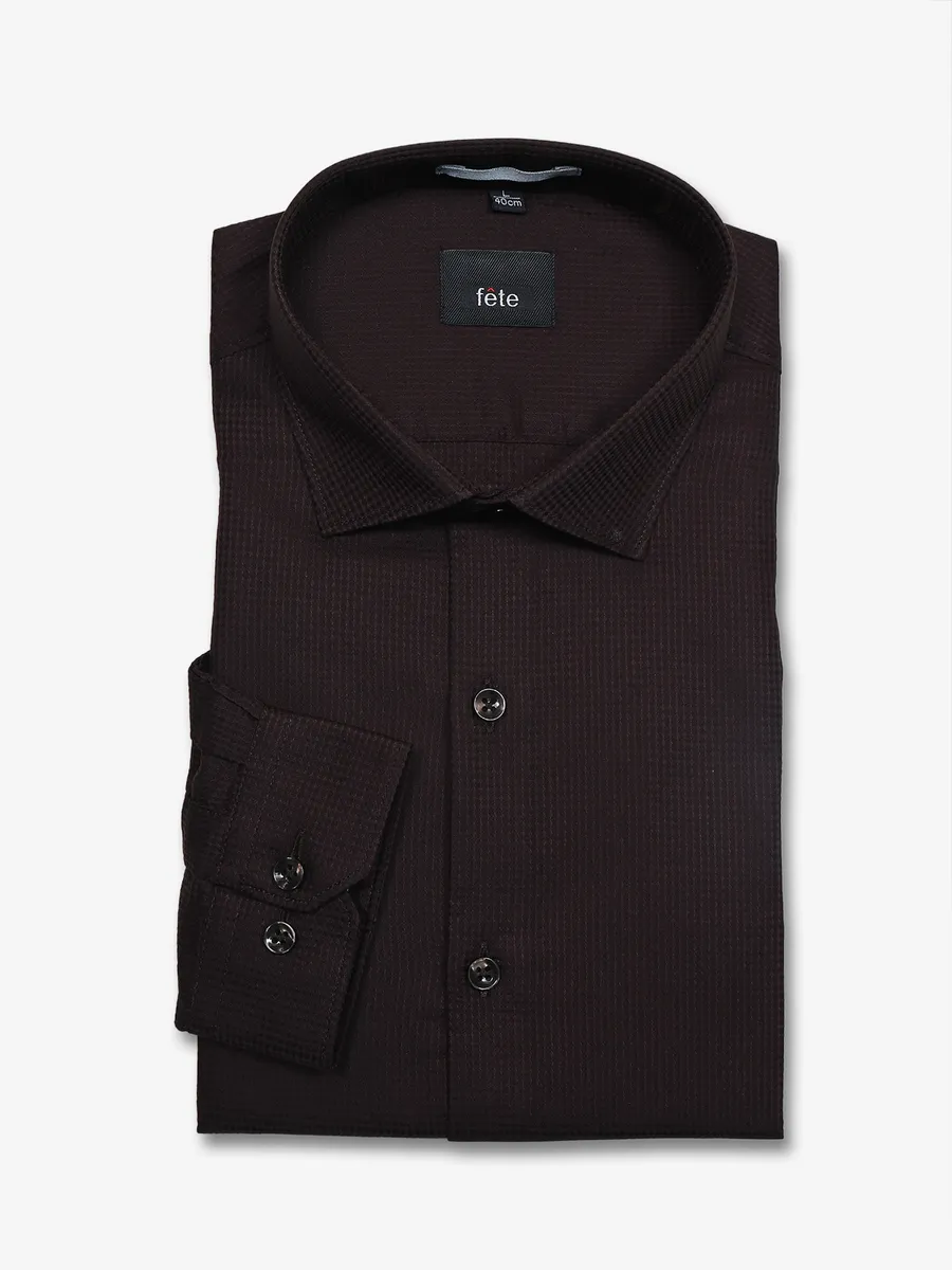 FETE plain coffee cotton formal shirt