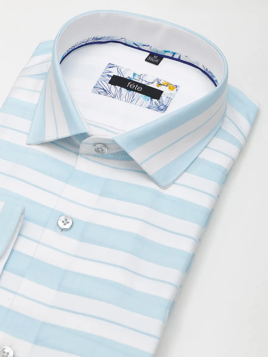 Fete sky blue and white stripe shirt