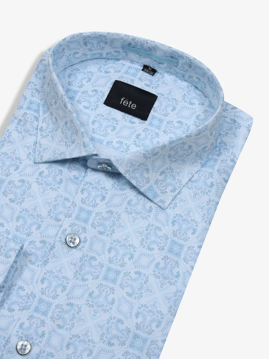 FETE white and blue printed shirt