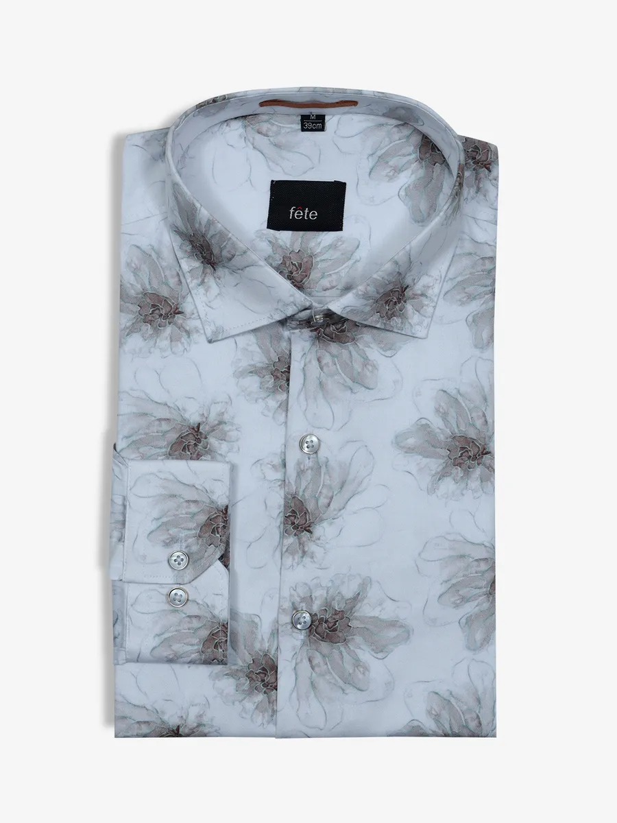 FETE white and brown printed shirt