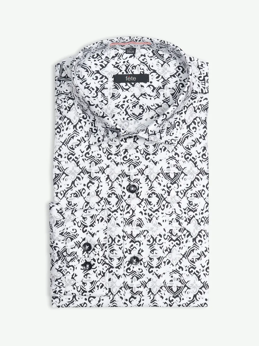 Fete white cotton printed shirt